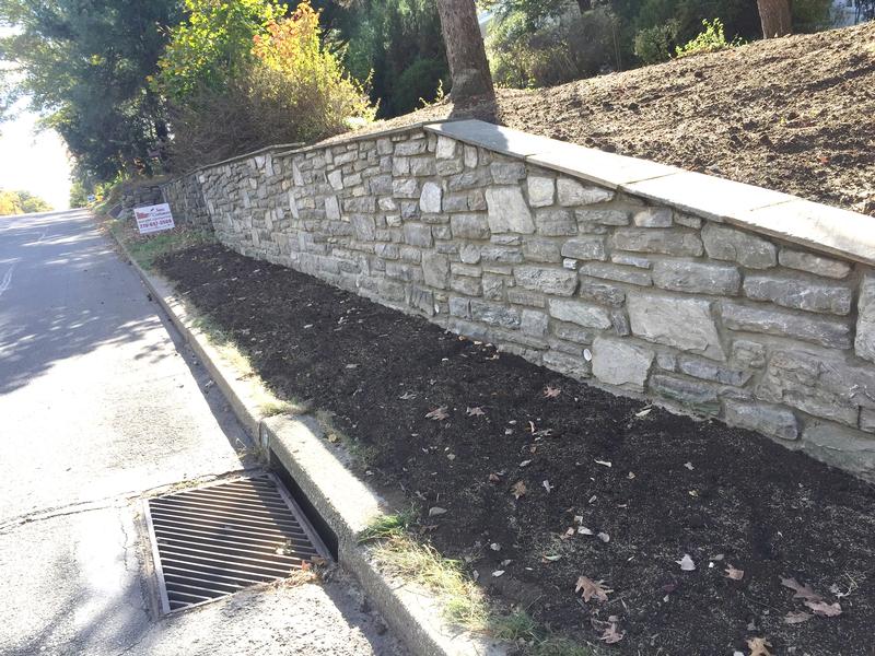 stone wall along driveway